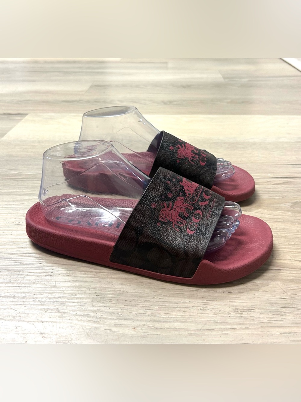 Coach Uli Sport Slide Signature Canvas Horse Carriage Women 9B Berry Pink Logo - Picture 5 of 15